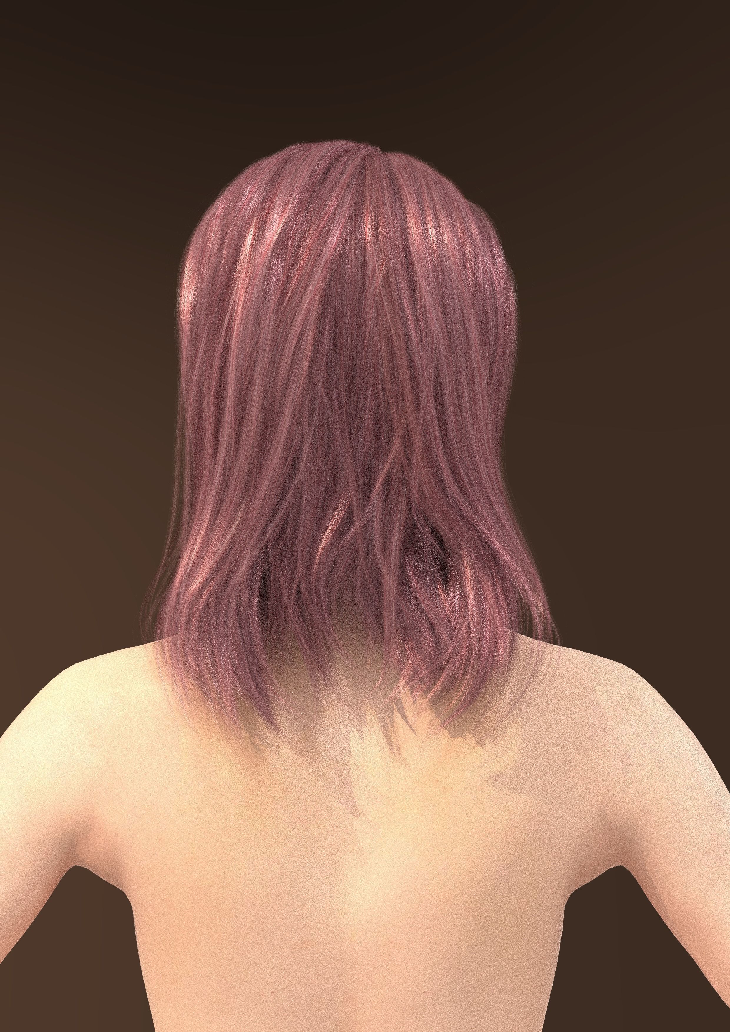Long hair 040-FV2 for Yuna-FV2 3D model from Clo3D Software 3D model_5