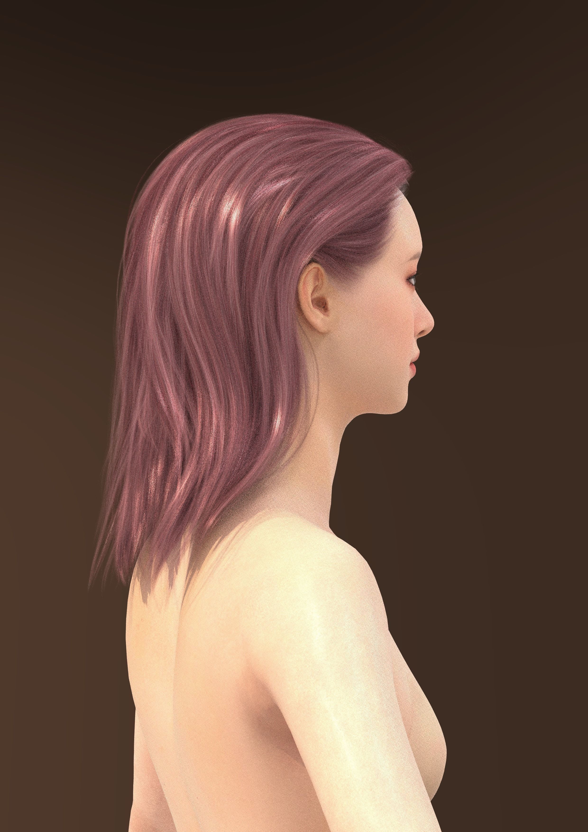 Long hair 040-FV2 for Yuna-FV2 3D model from Clo3D Software 3D model_3