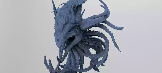 Cthulhu Squid monster sculpture 3