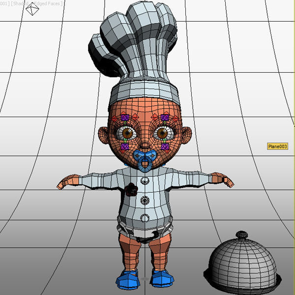 Chef baby Cartoon Rigged  3D model_11