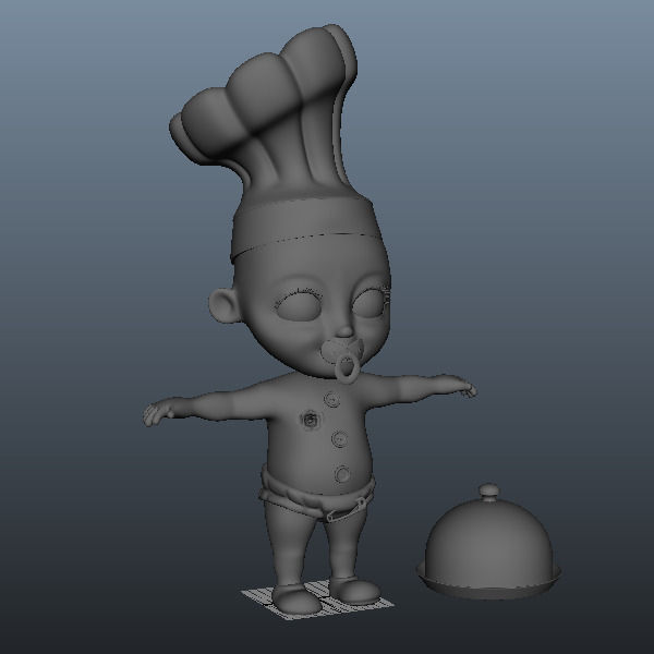 Chef baby Cartoon Rigged  3D model_5
