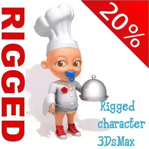 Chef baby Cartoon Rigged  3D model