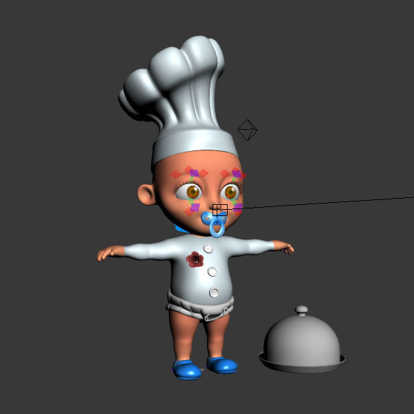 Chef baby Cartoon Rigged  3D model_2