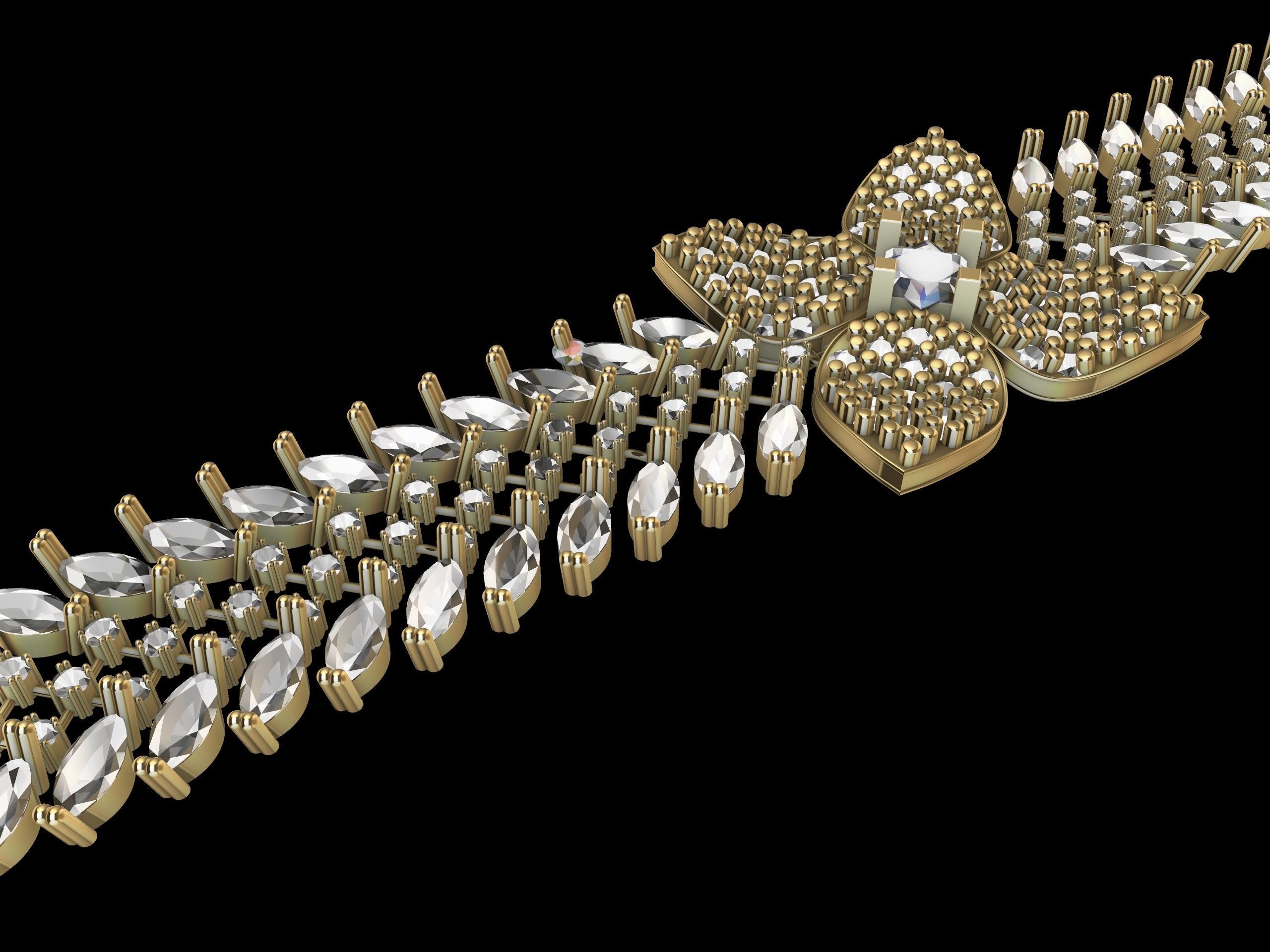 pave diamond bracelet stl verified 3D print model_3
