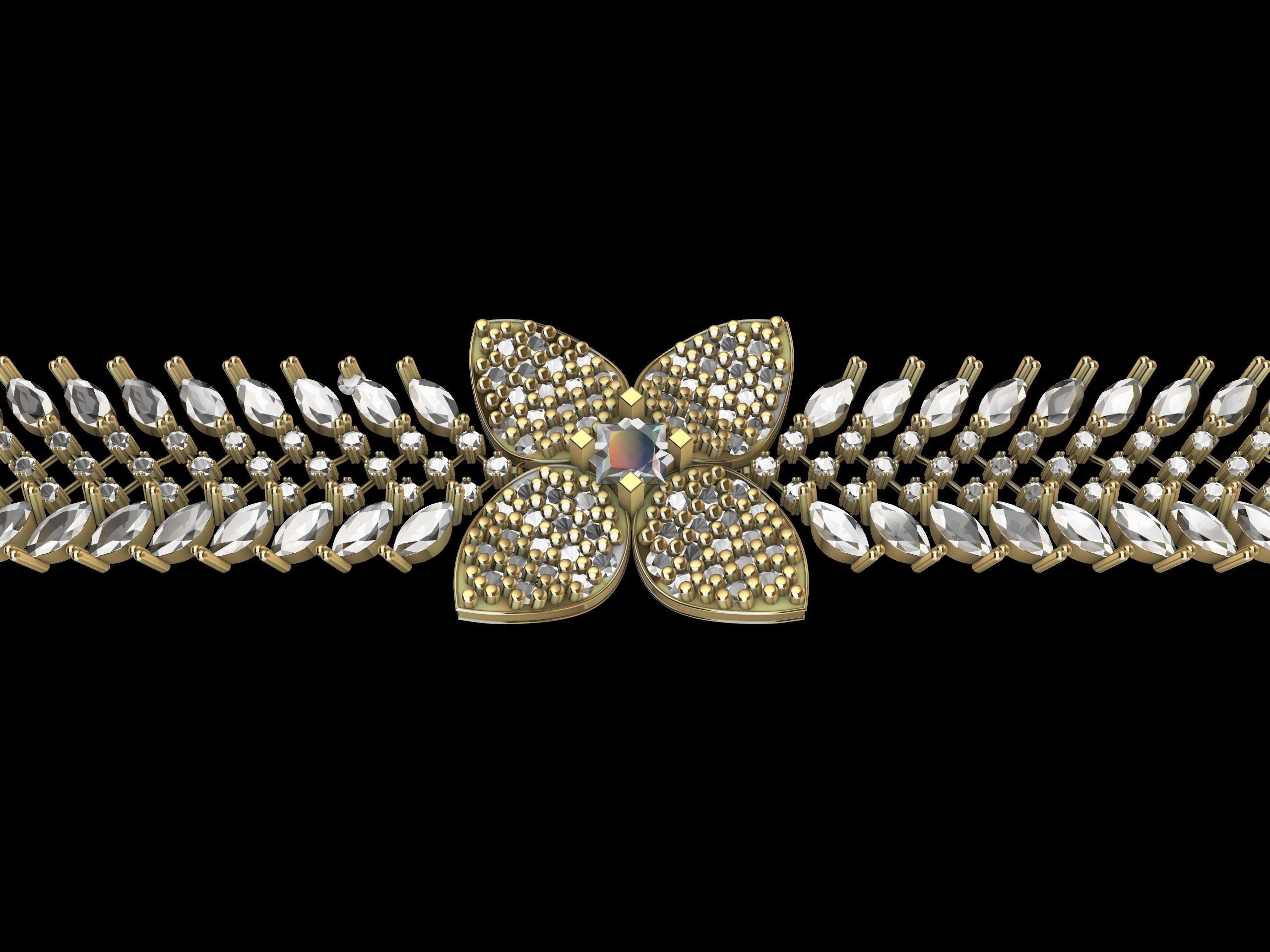 pave diamond bracelet stl verified 3D print model_1