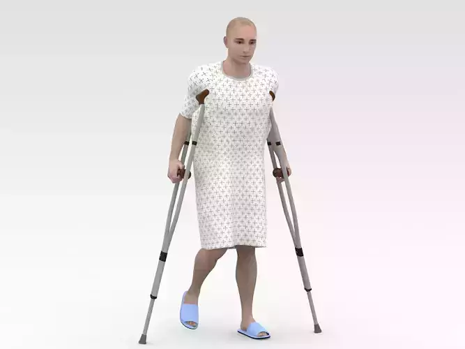 Patient with Crutches 3D model