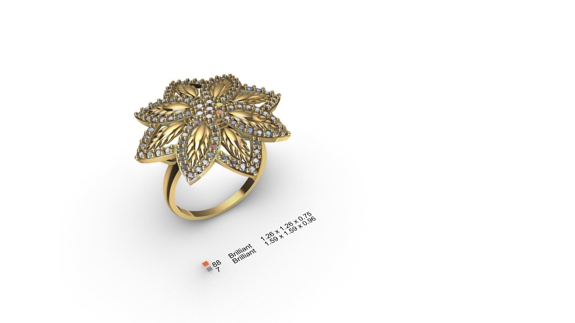 diamondring 4 petal stl verified 3D print model_4