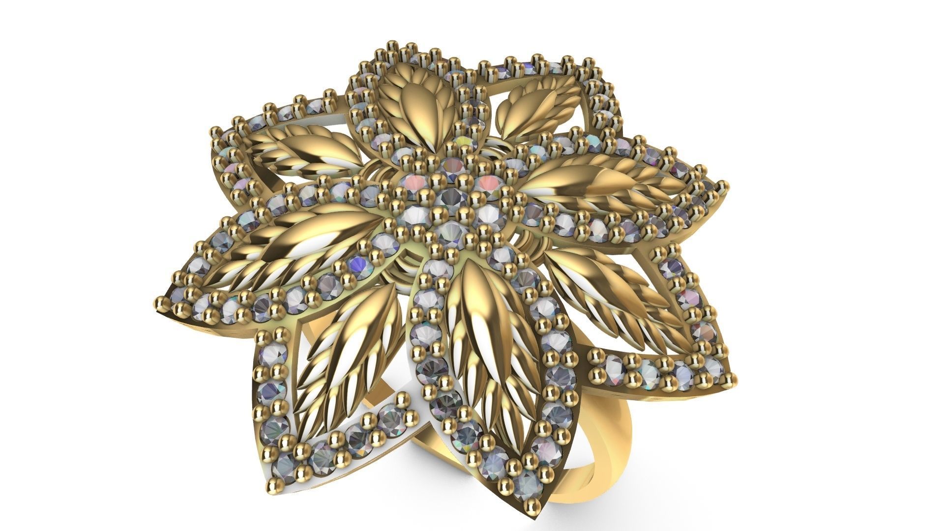 diamondring 4 petal stl verified 3D print model_12