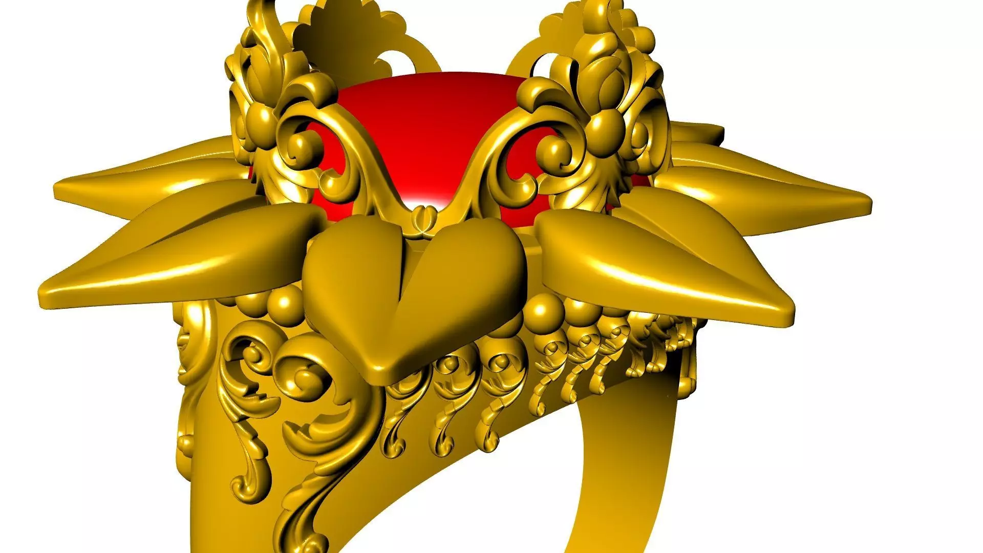 CROWN cabochon ornament designer ring stl verified 3D print model