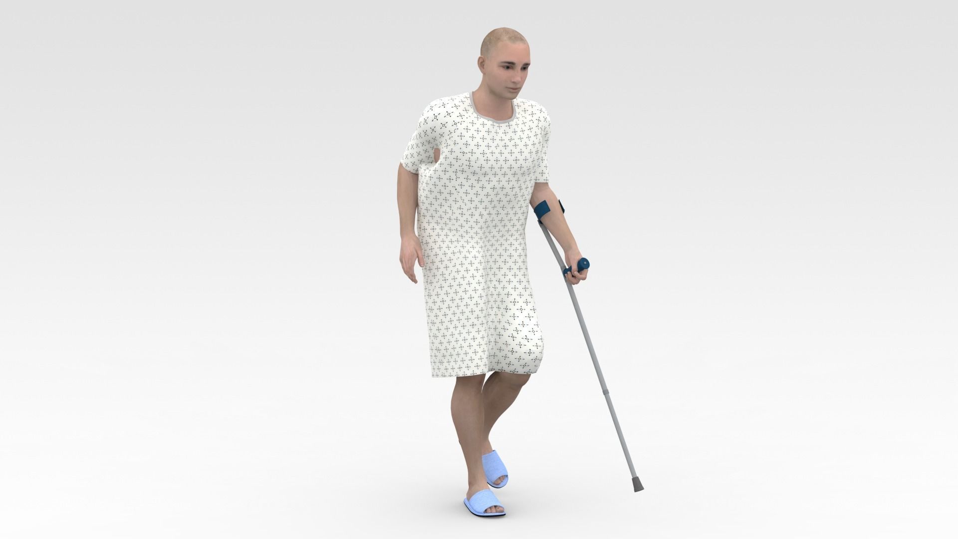 Patient with Forearm crutch 3D model_4