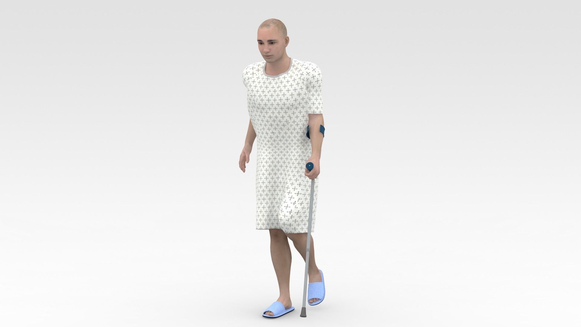 Patient with Forearm crutch 3D model_1