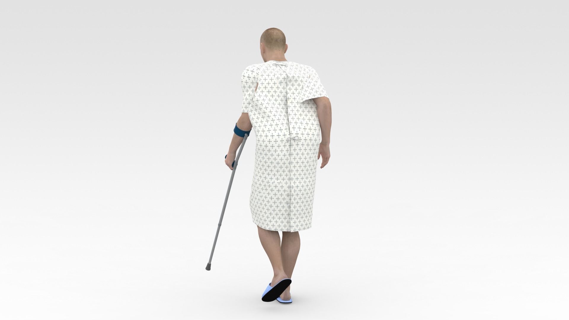 Patient with Forearm crutch 3D model_2