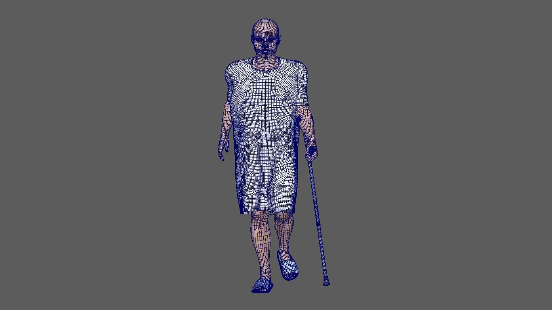 Patient with Forearm crutch 3D model_7
