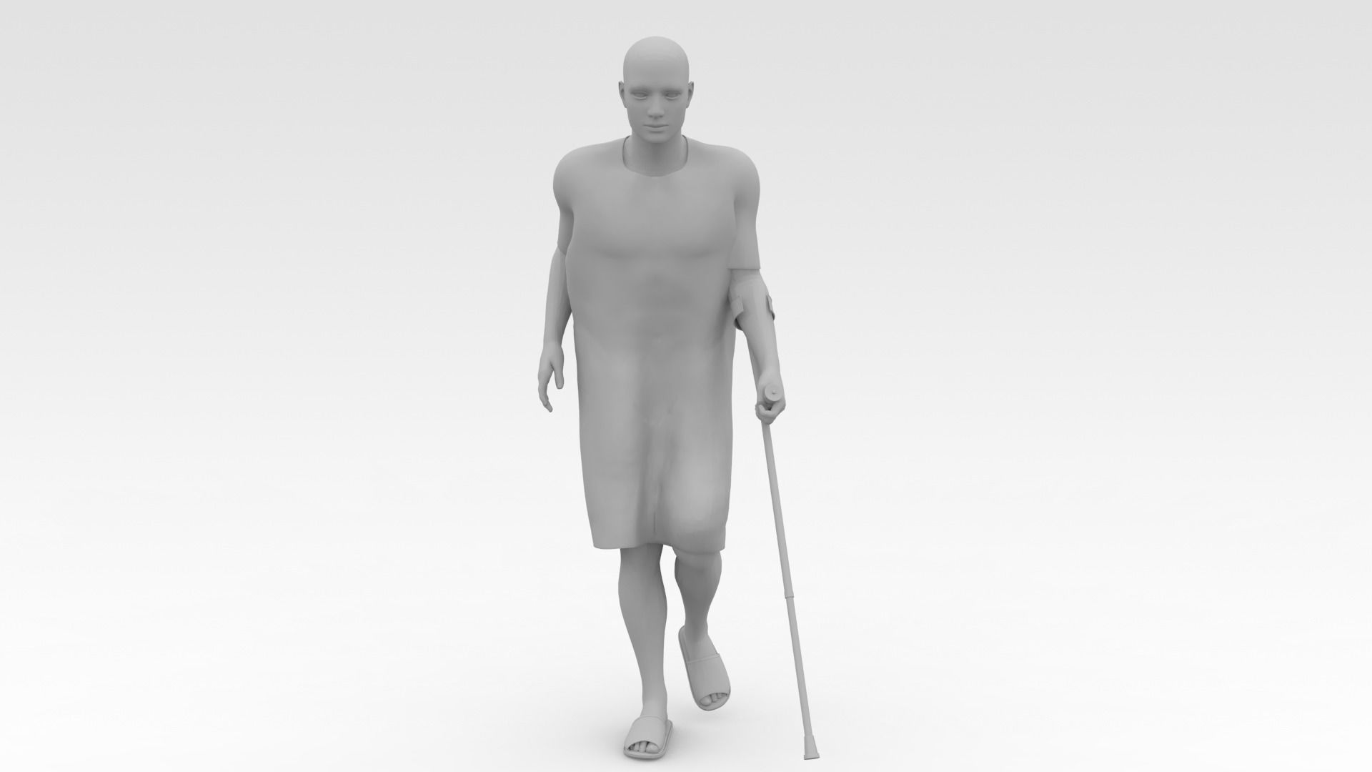 Patient with Forearm crutch 3D model_6