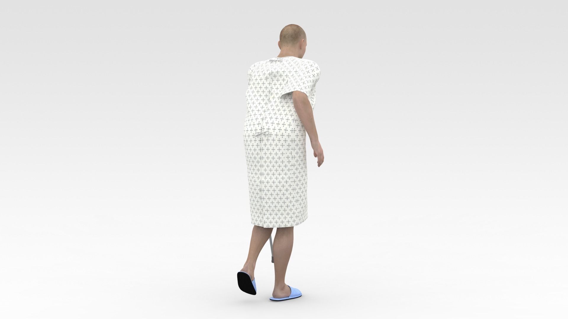 Patient with Forearm crutch 3D model_3