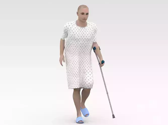 Patient with Forearm crutch 3D model