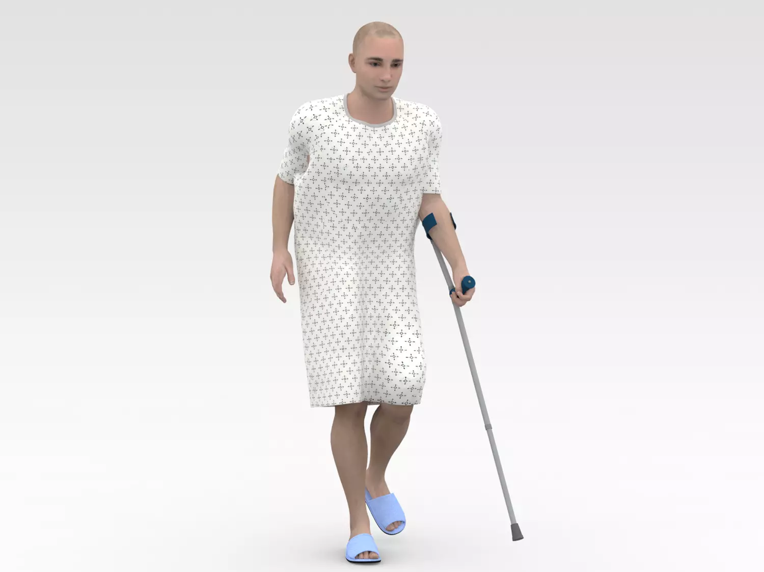 Patient with Forearm crutch 3D model_0