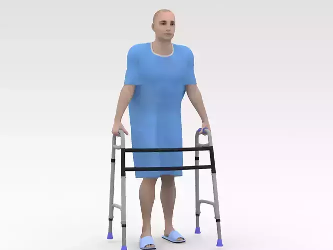 Patient with Walker - Blue Dress 3D model