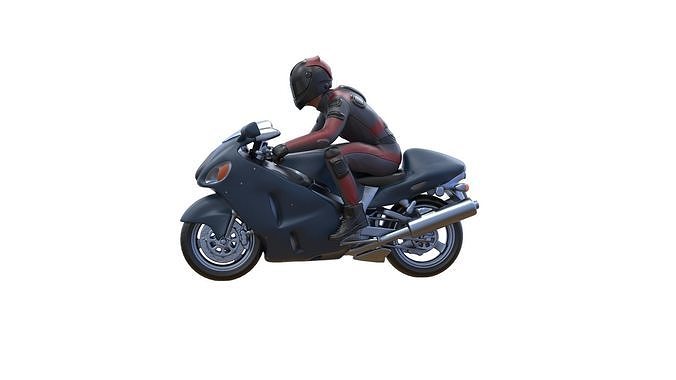 Motor rider and motorcycle 3D print model 5