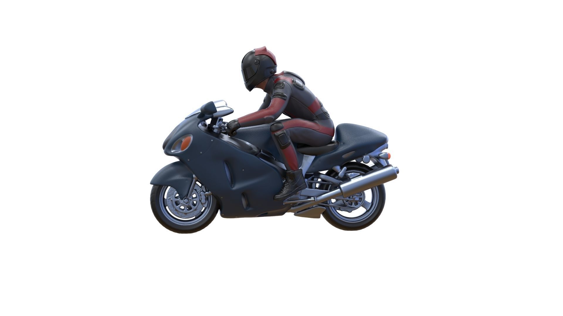 Motor rider and motorcycle 3D print model_4