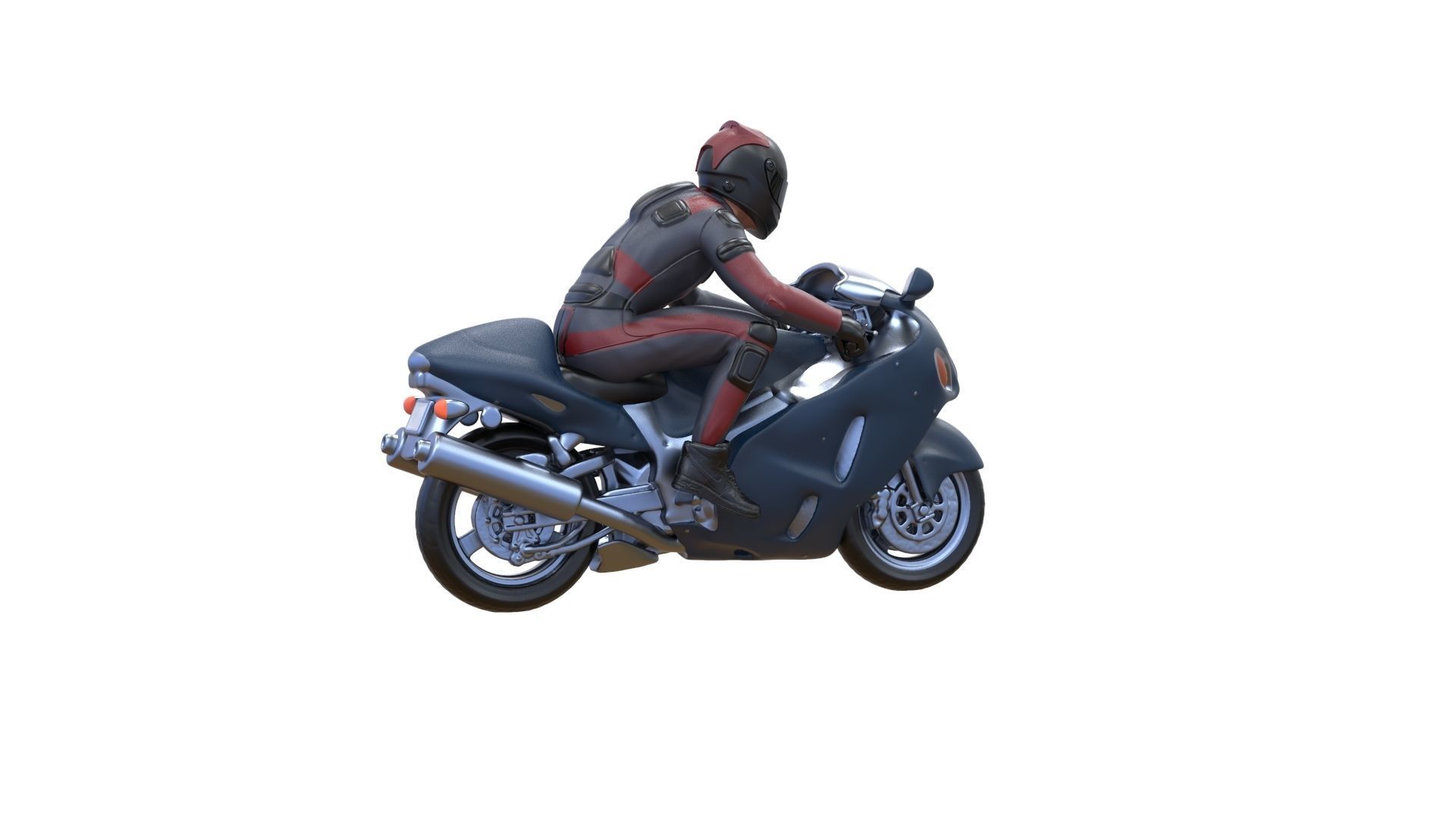 Motor rider and motorcycle 3D print model_23