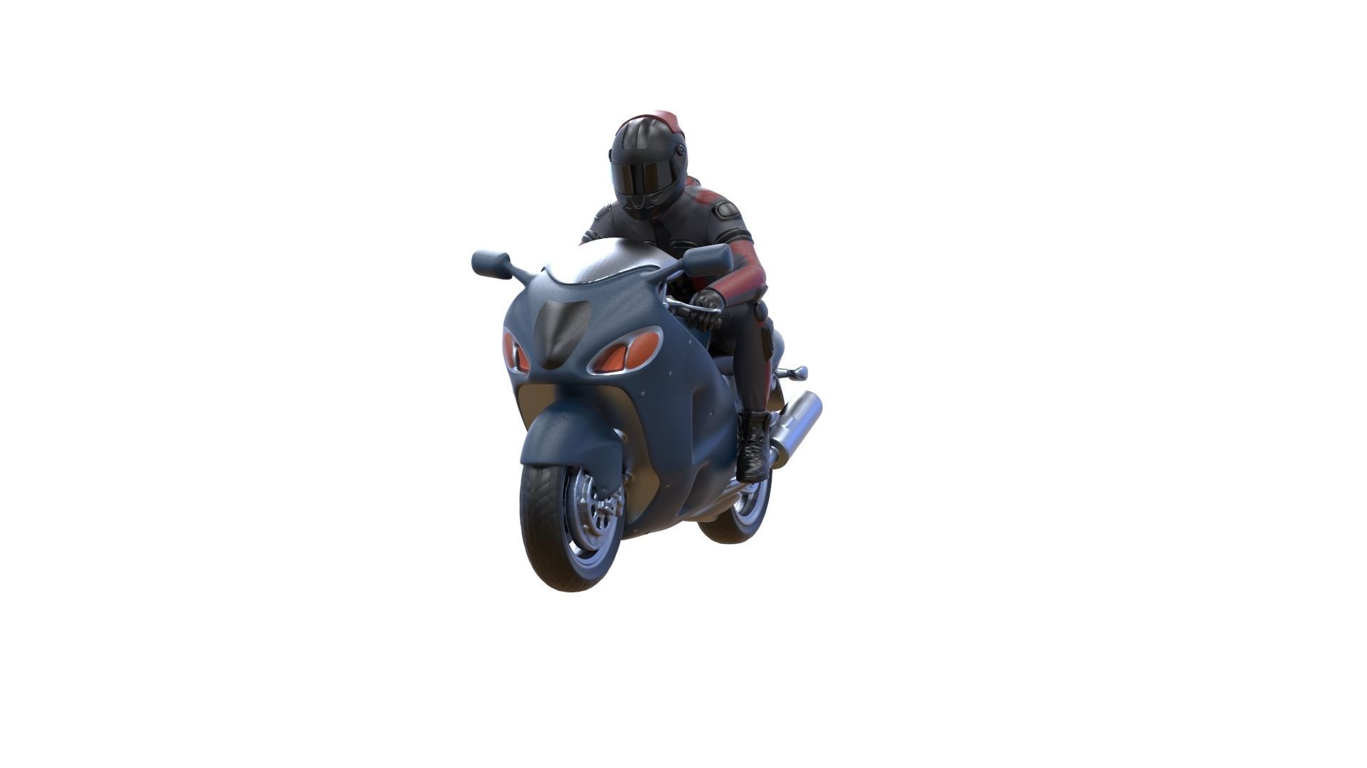 Motor rider and motorcycle 3D print model_11