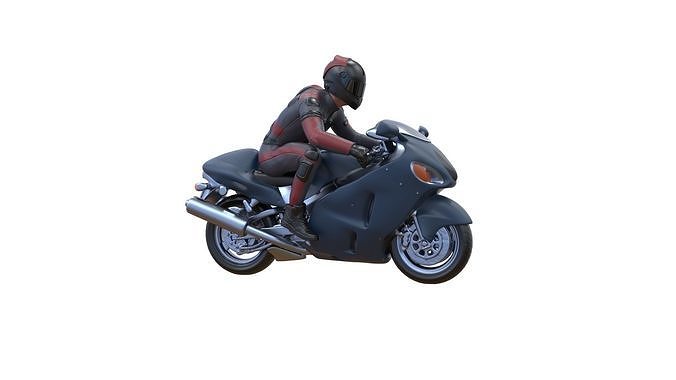 Motor rider and motorcycle 3D print model 6