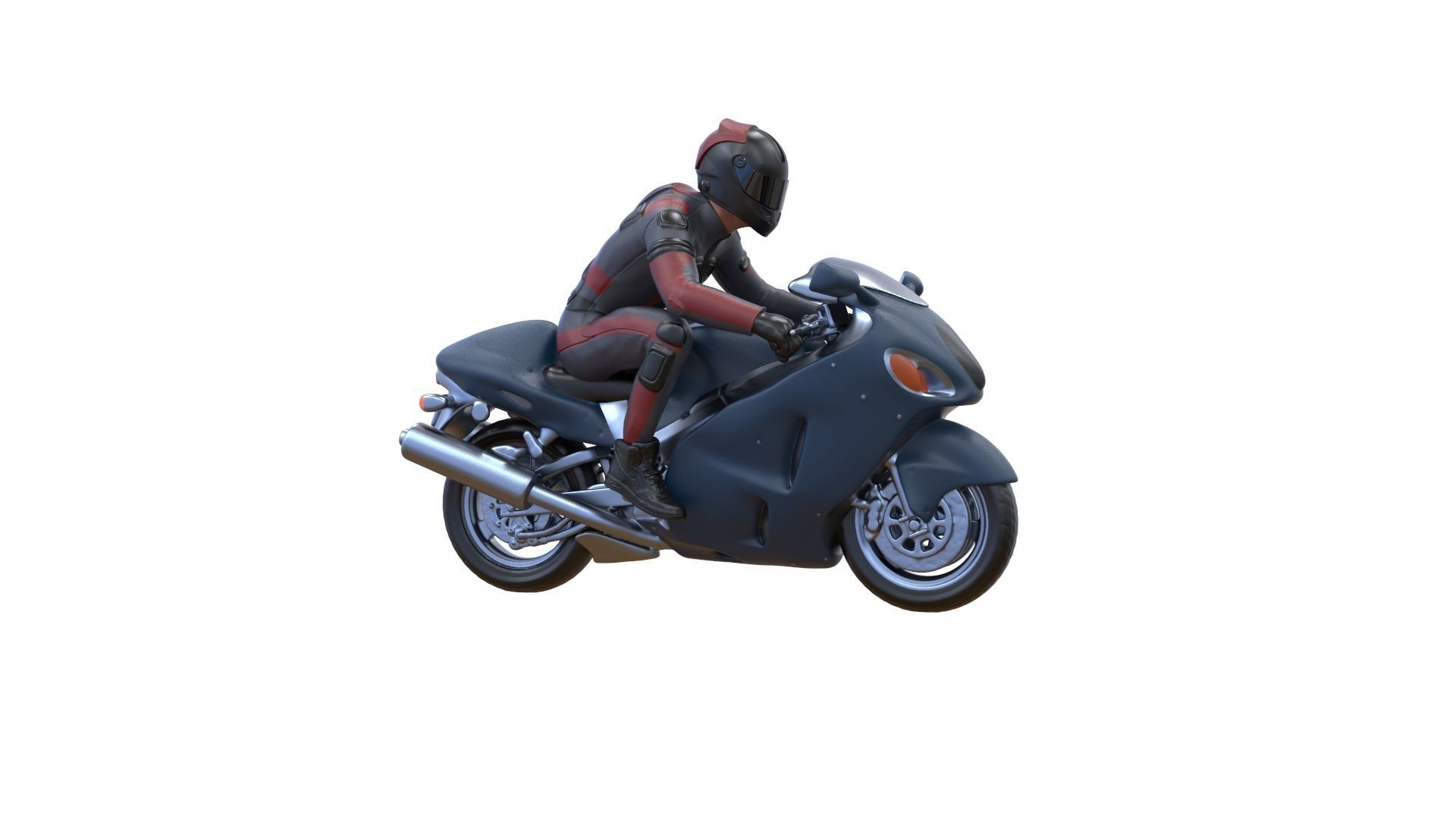 Motor rider and motorcycle 3D print model_5