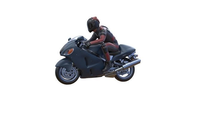 Motor rider and motorcycle 3D print model 4