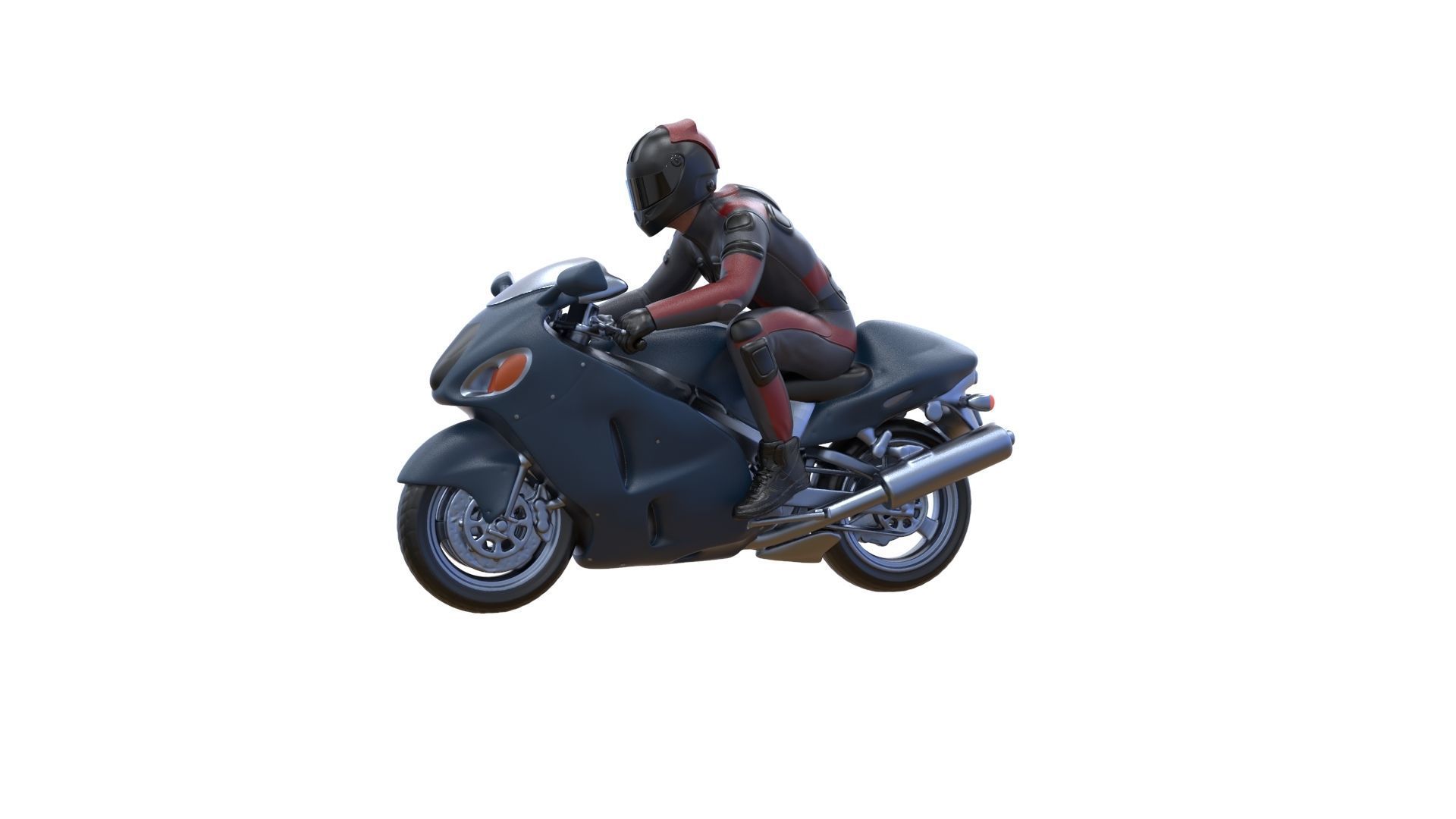 Motor rider and motorcycle 3D print model_3