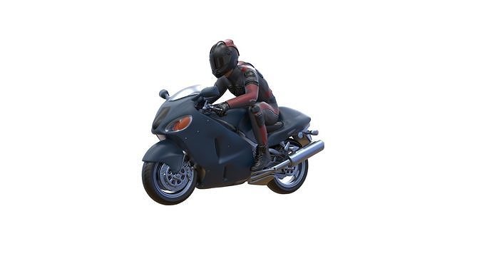 Motor rider and motorcycle 3D print model 2