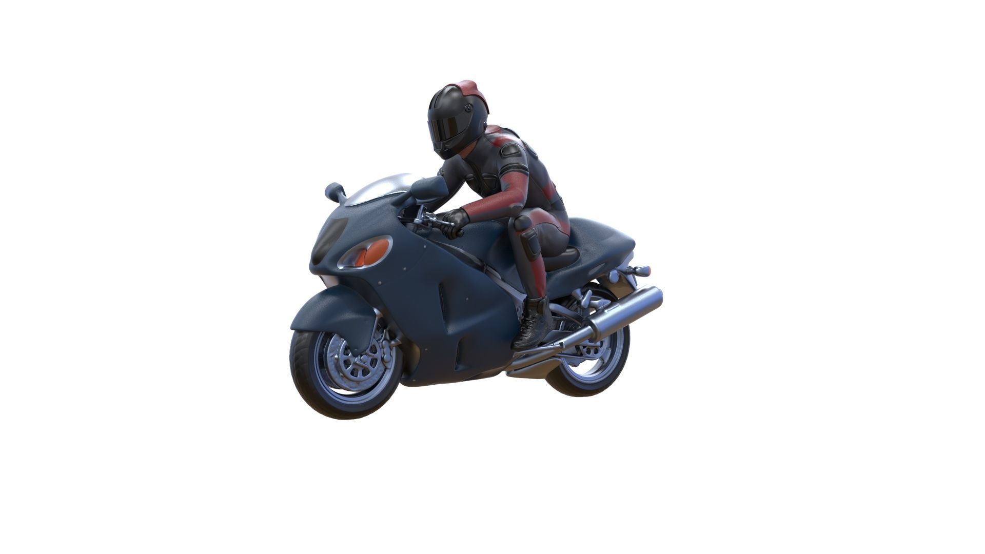 Motor rider and motorcycle 3D print model_1