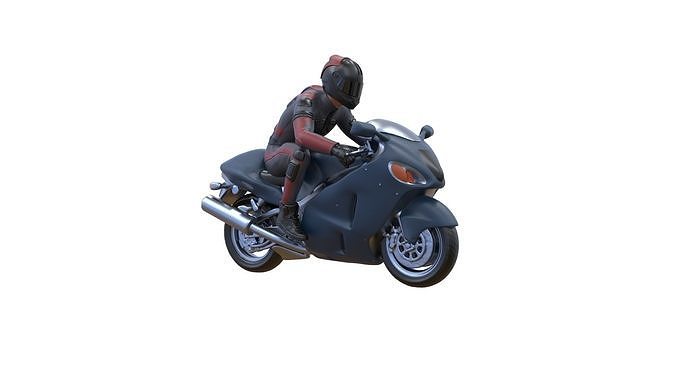 Motor rider and motorcycle 3D print model 7