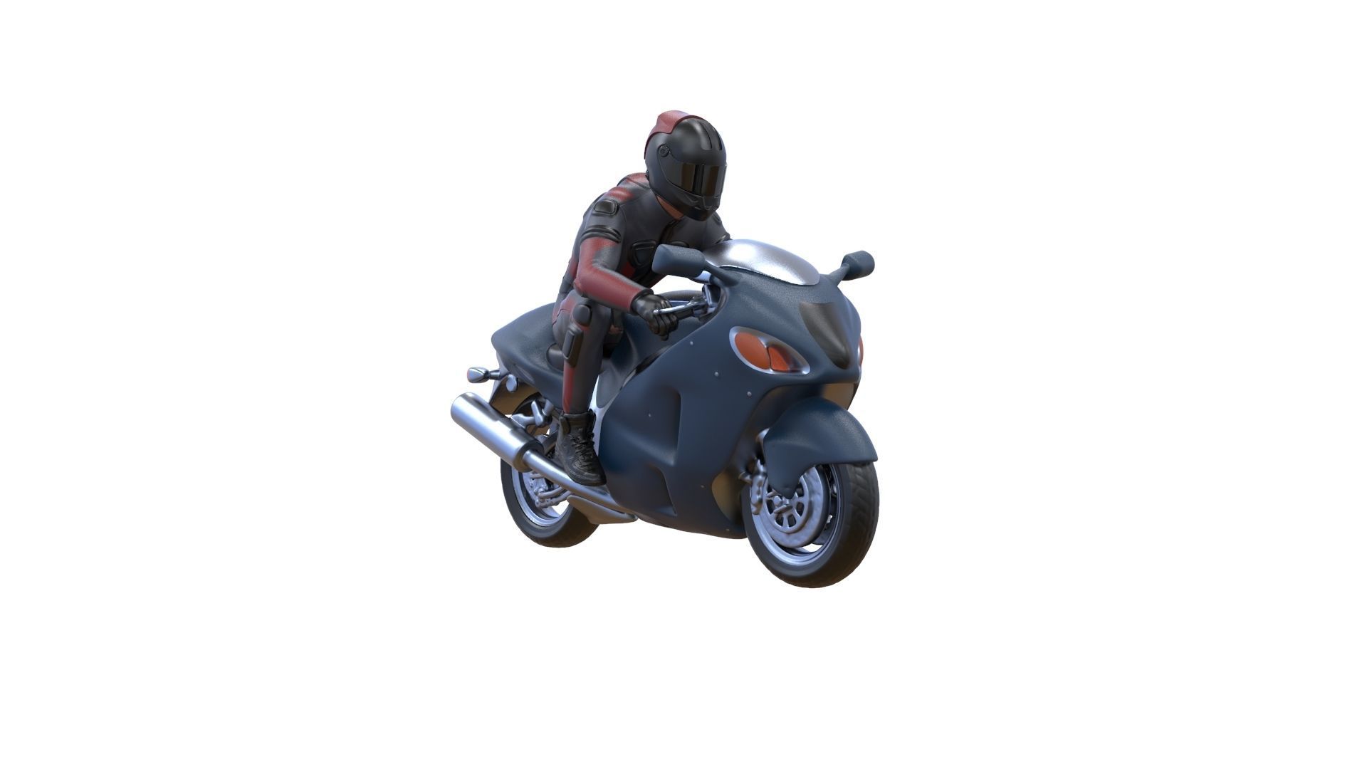 Motor rider and motorcycle 3D print model_7