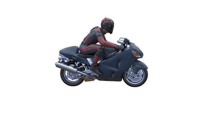Motor rider and motorcycle 3D print model 3