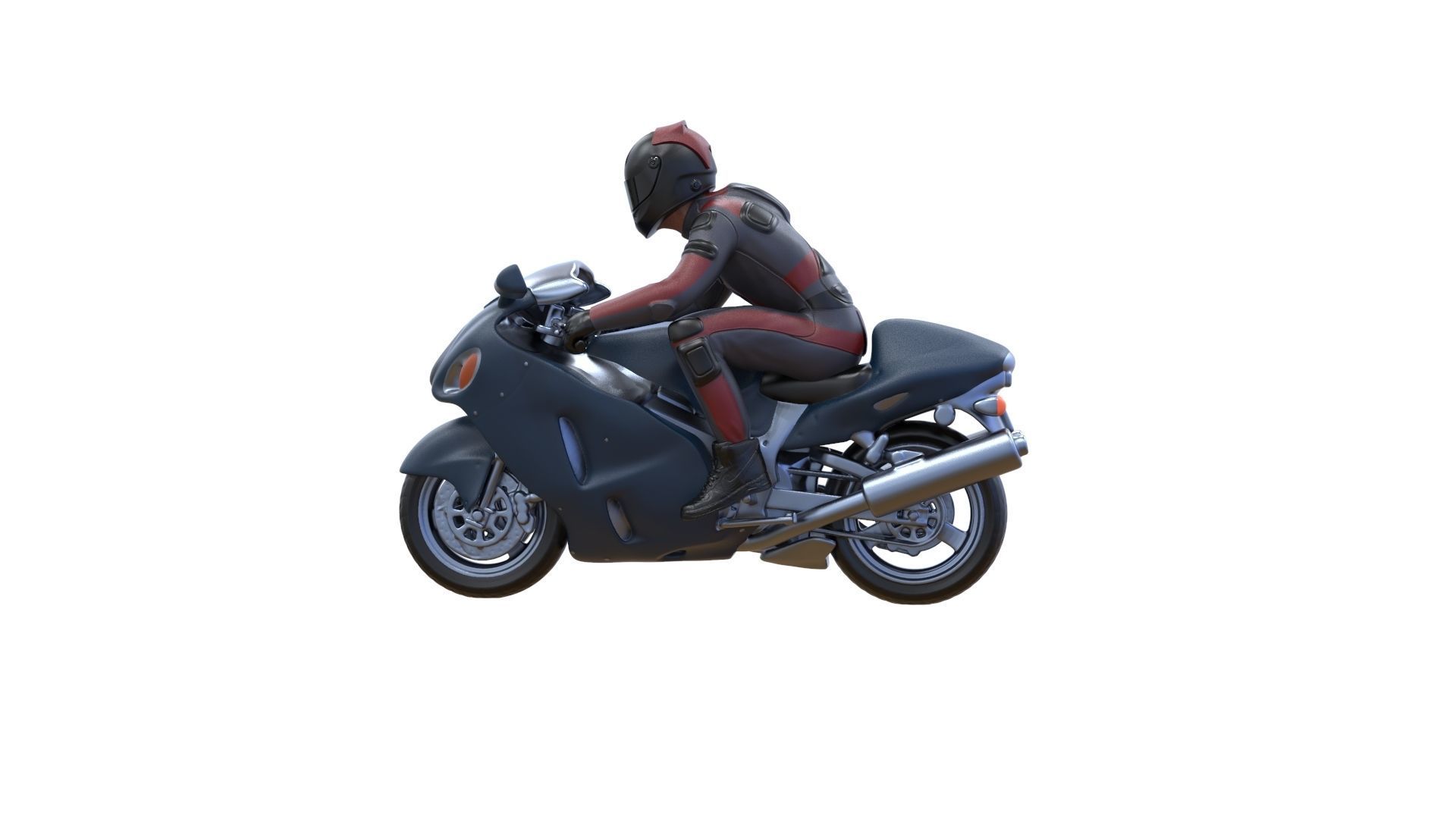 Motor rider and motorcycle 3D print model_13