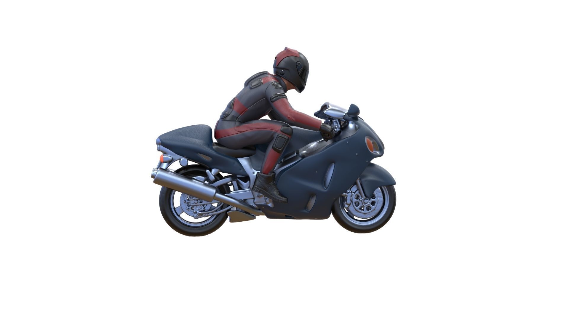 Motor rider and motorcycle 3D print model_24