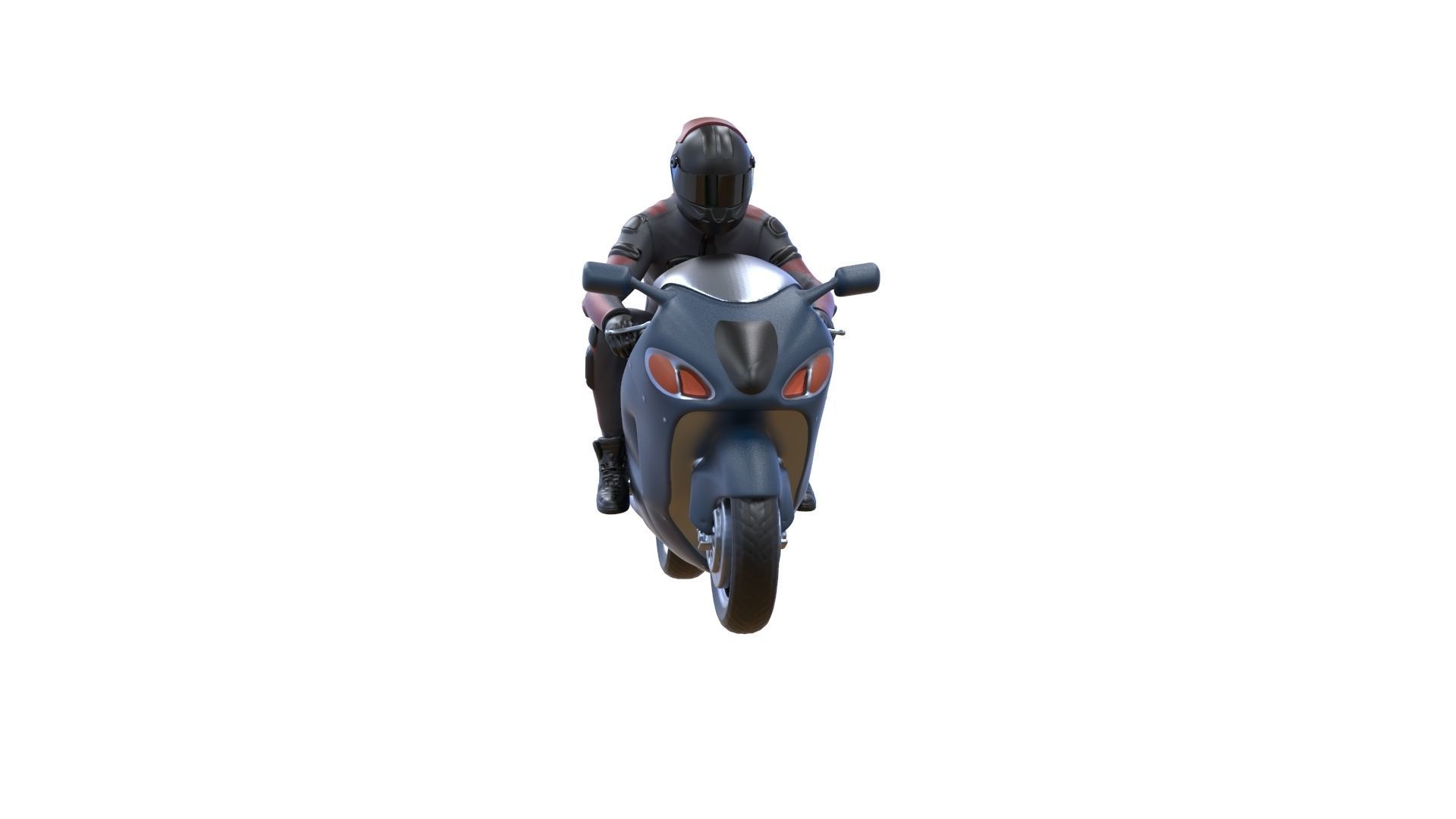Motor rider and motorcycle 3D print model_9