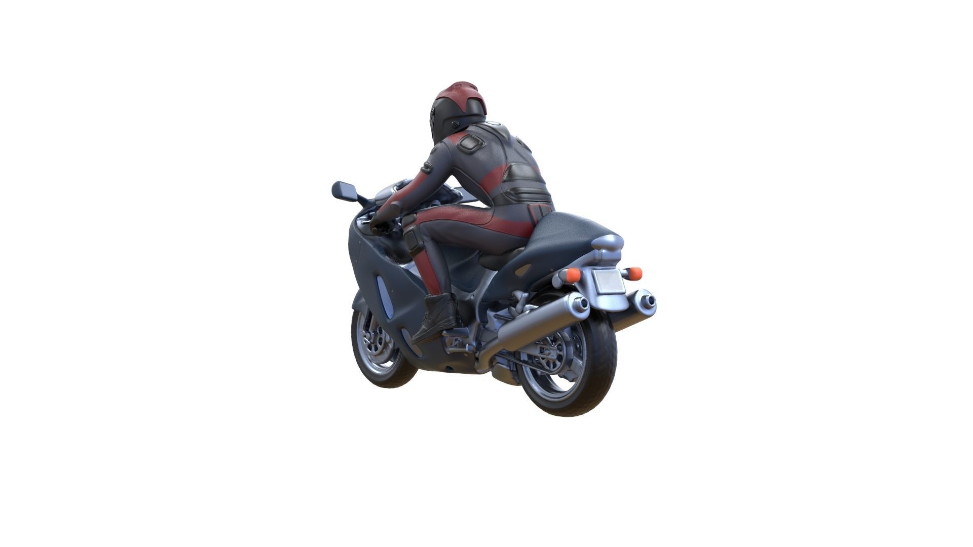 Motor rider and motorcycle 3D print model_16