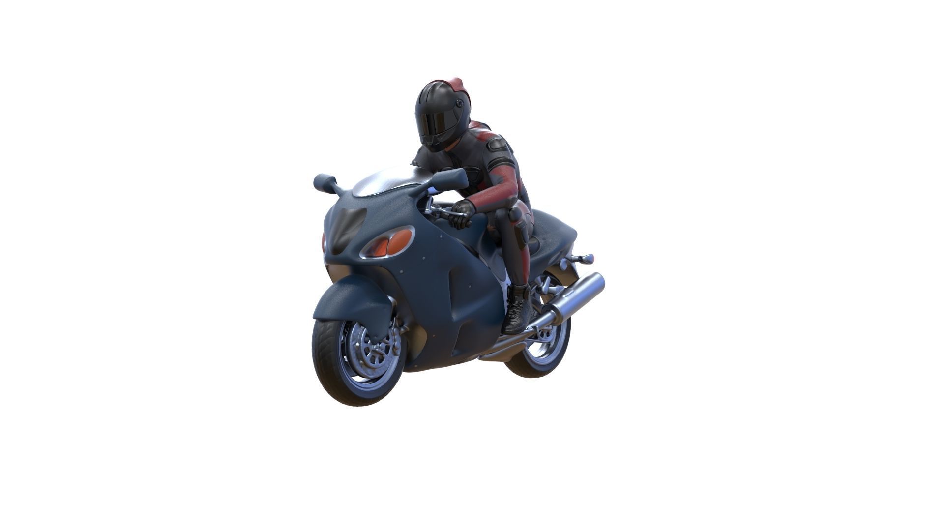 Motor rider and motorcycle 3D print model_12