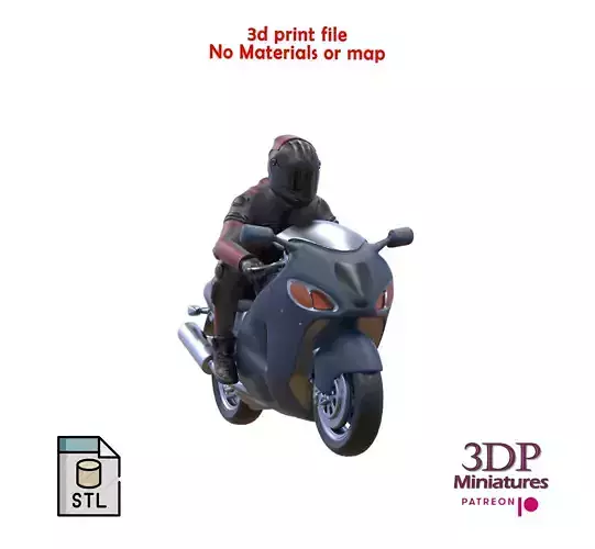 Motor rider and motorcycle 3D print model