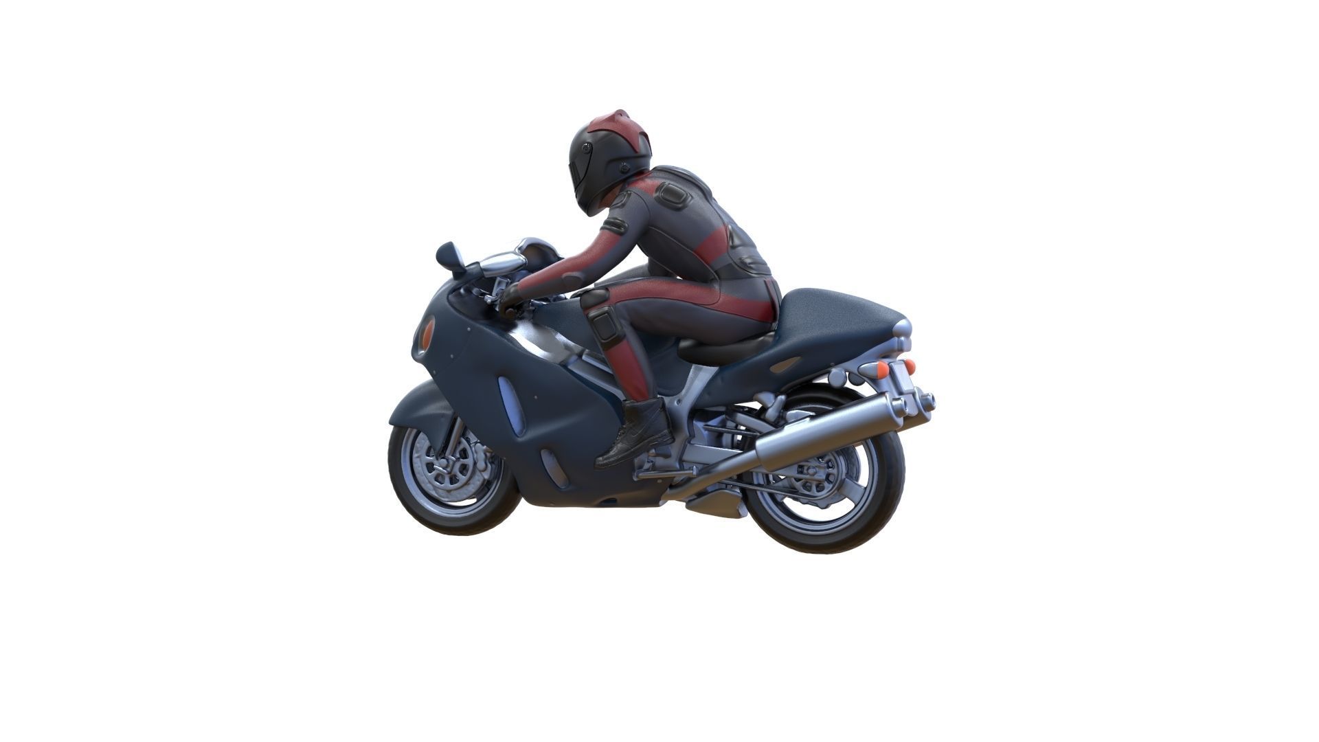 Motor rider and motorcycle 3D print model_14