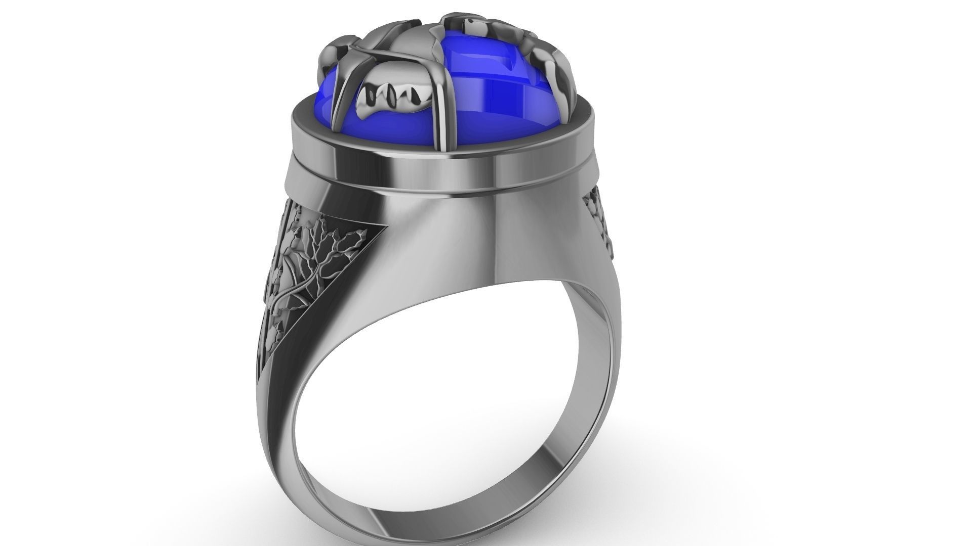 cabochon leaf engraved ring stl verified 3D print model_25