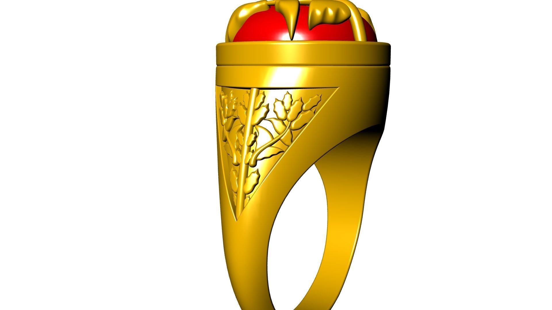 cabochon leaf engraved ring stl verified 3D print model_4