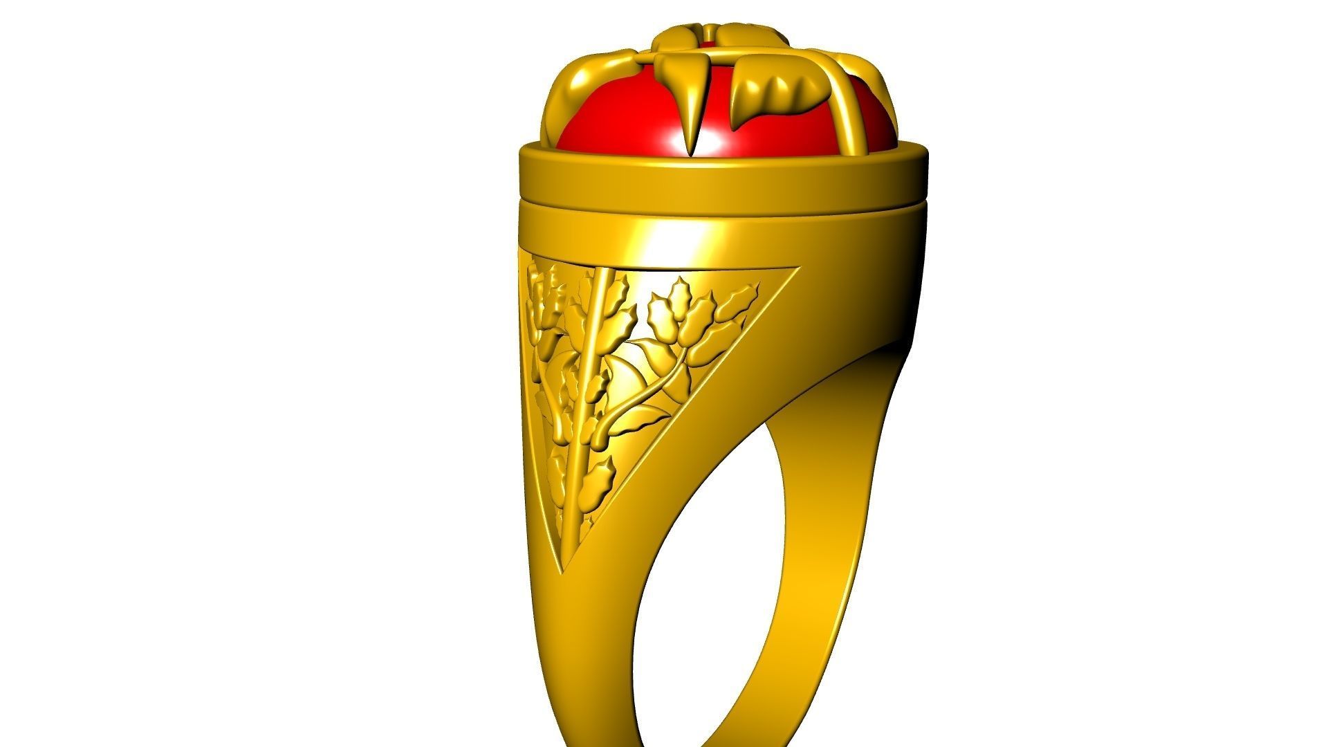 cabochon leaf engraved ring stl verified 3D print model_5