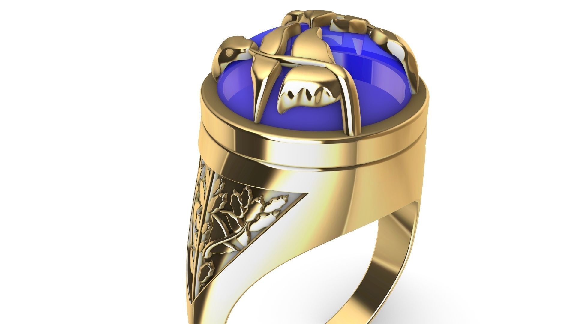 cabochon leaf engraved ring stl verified 3D print model_11