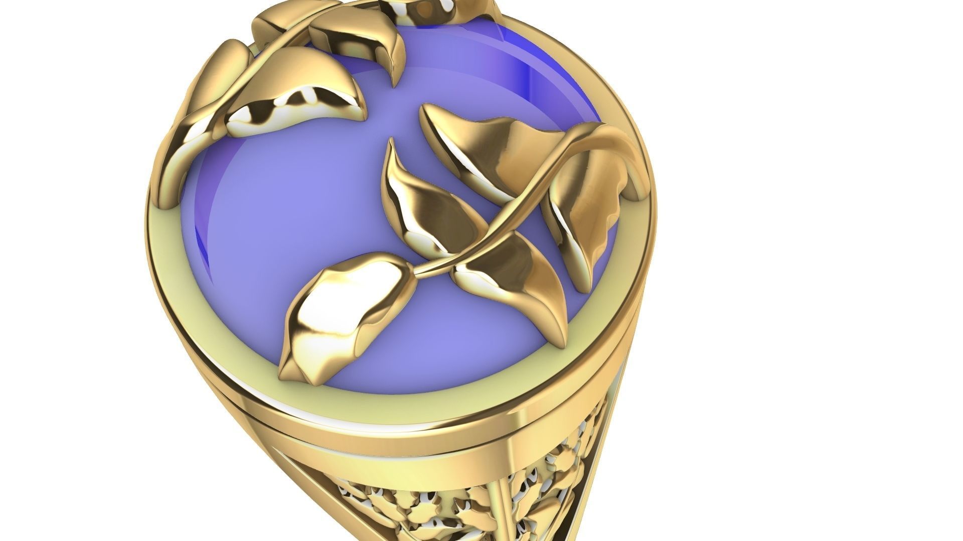 cabochon leaf engraved ring stl verified 3D print model_15