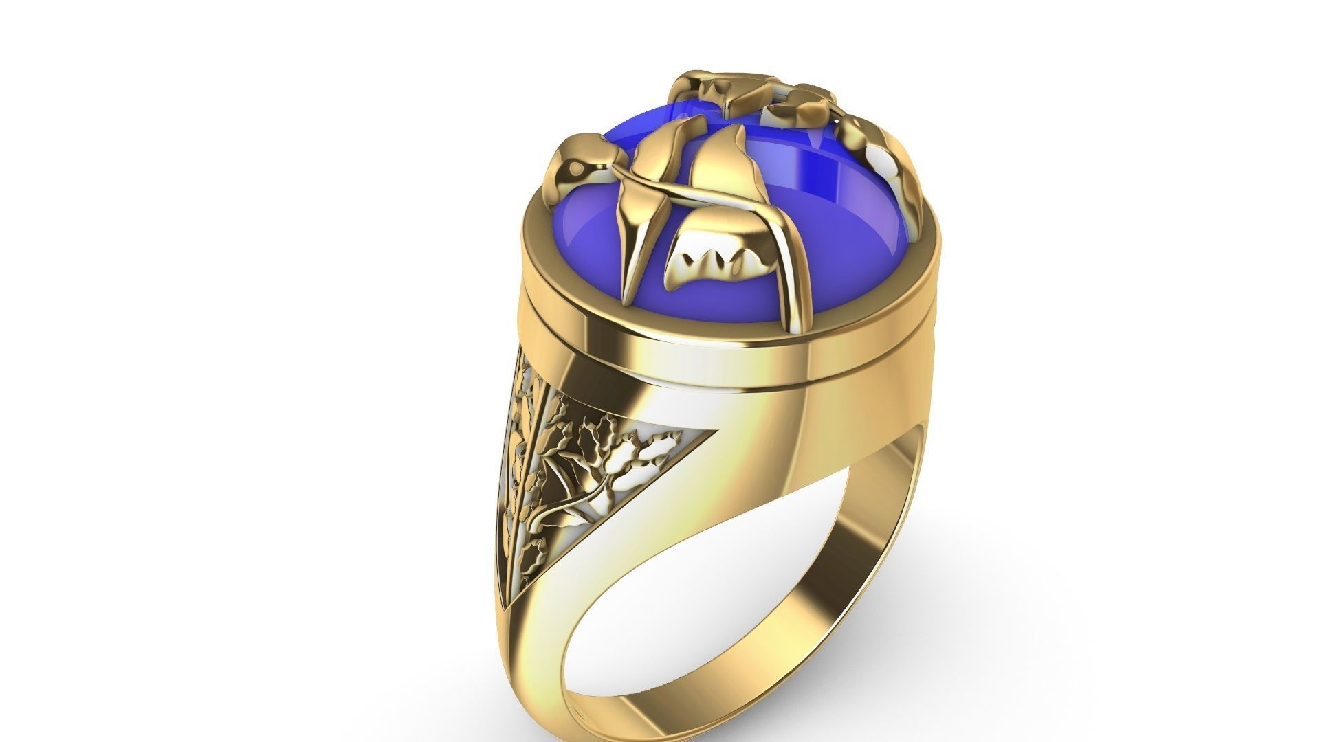 cabochon leaf engraved ring stl verified 3D print model_9