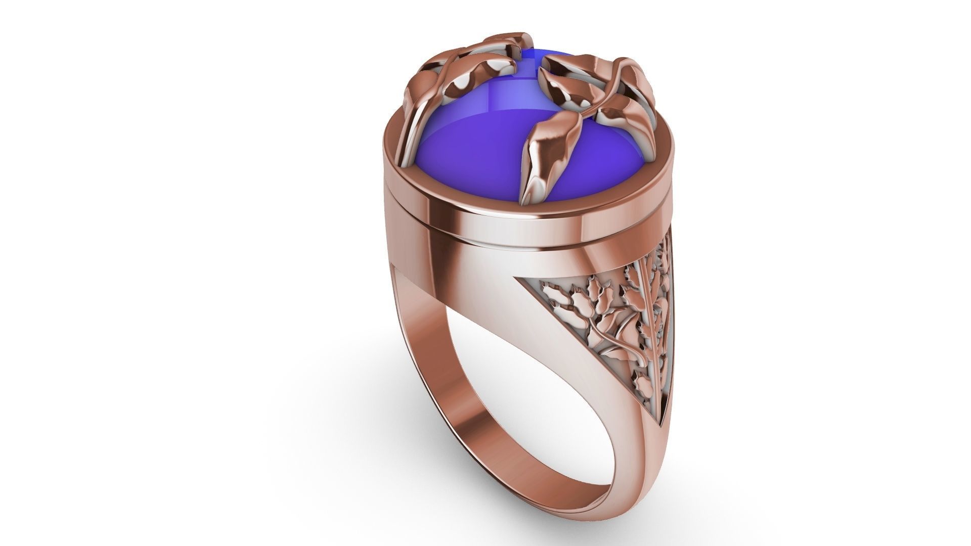cabochon leaf engraved ring stl verified 3D print model_21