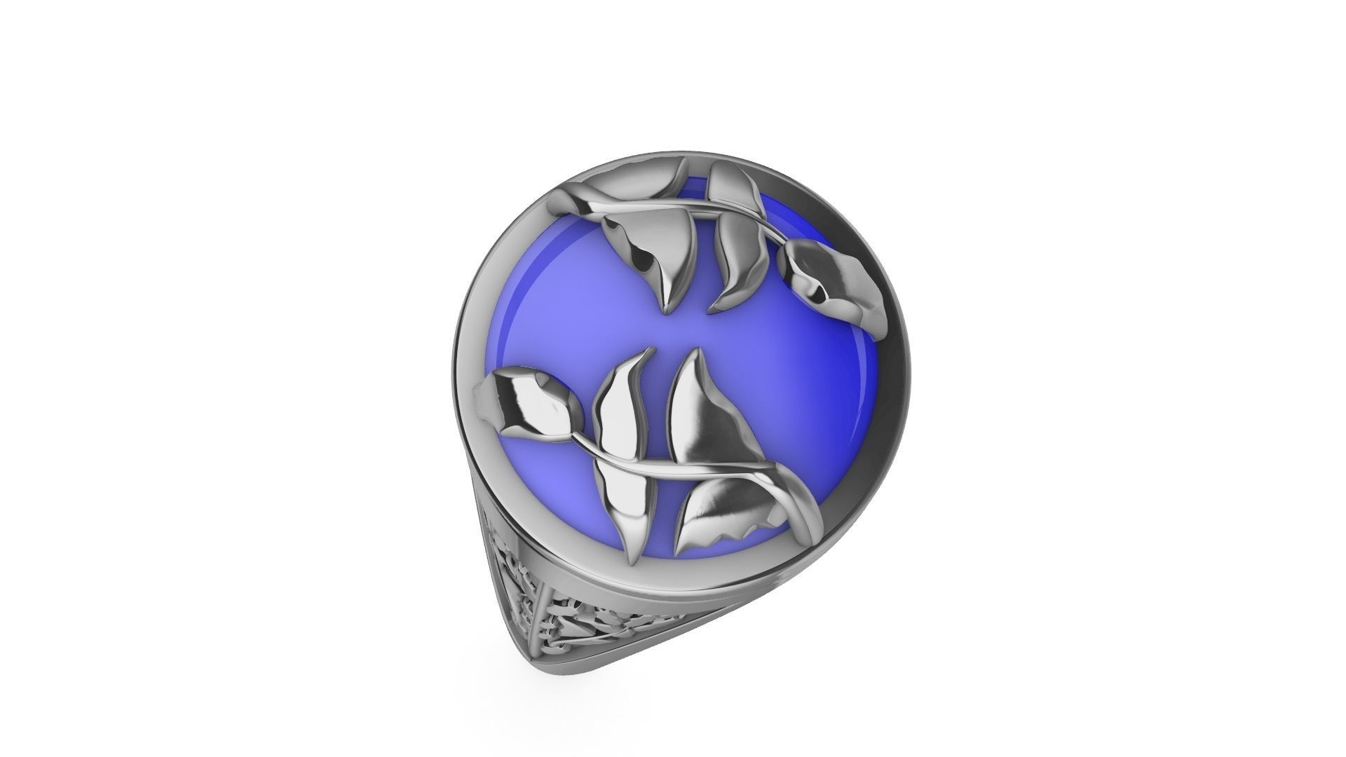 cabochon leaf engraved ring stl verified 3D print model_26